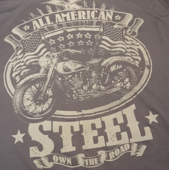 Other - Men's All American Steel Motorcycle Gray T Shirt Size 3XL Ride the Open Road